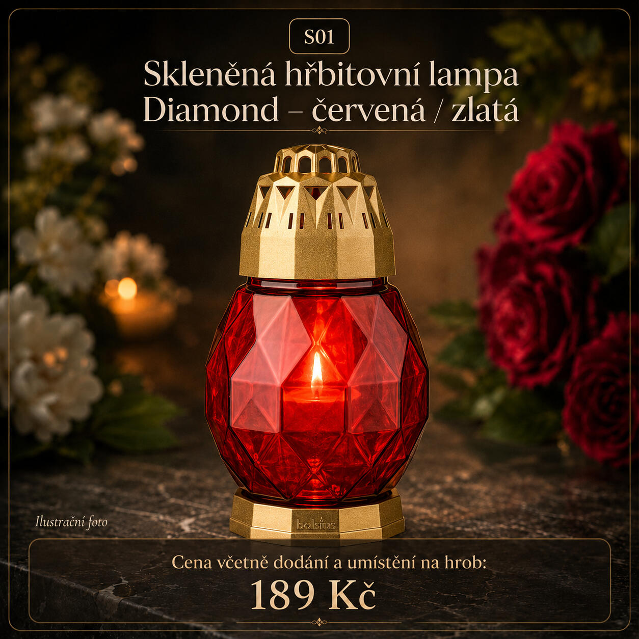 Skleněná lampa Diamond