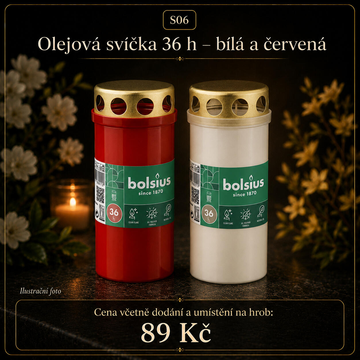 Olejová hřbitovní svíčka