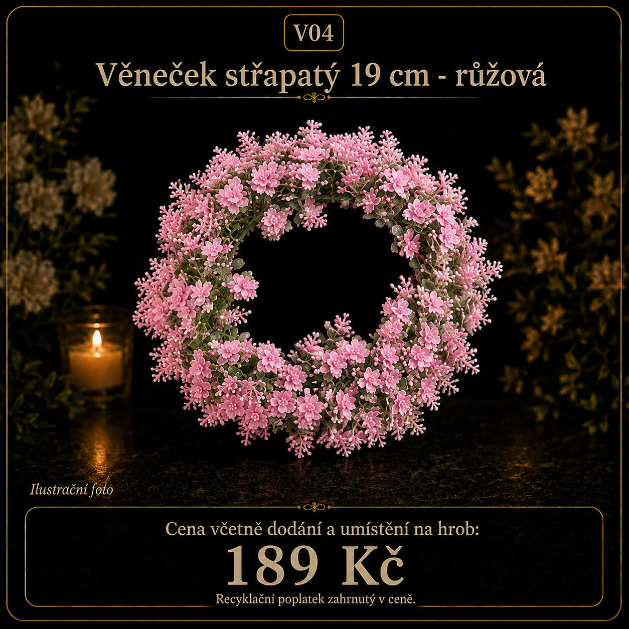 věneček střapatý 19 cm - růžový věneček střapatý 19 cm - růžový