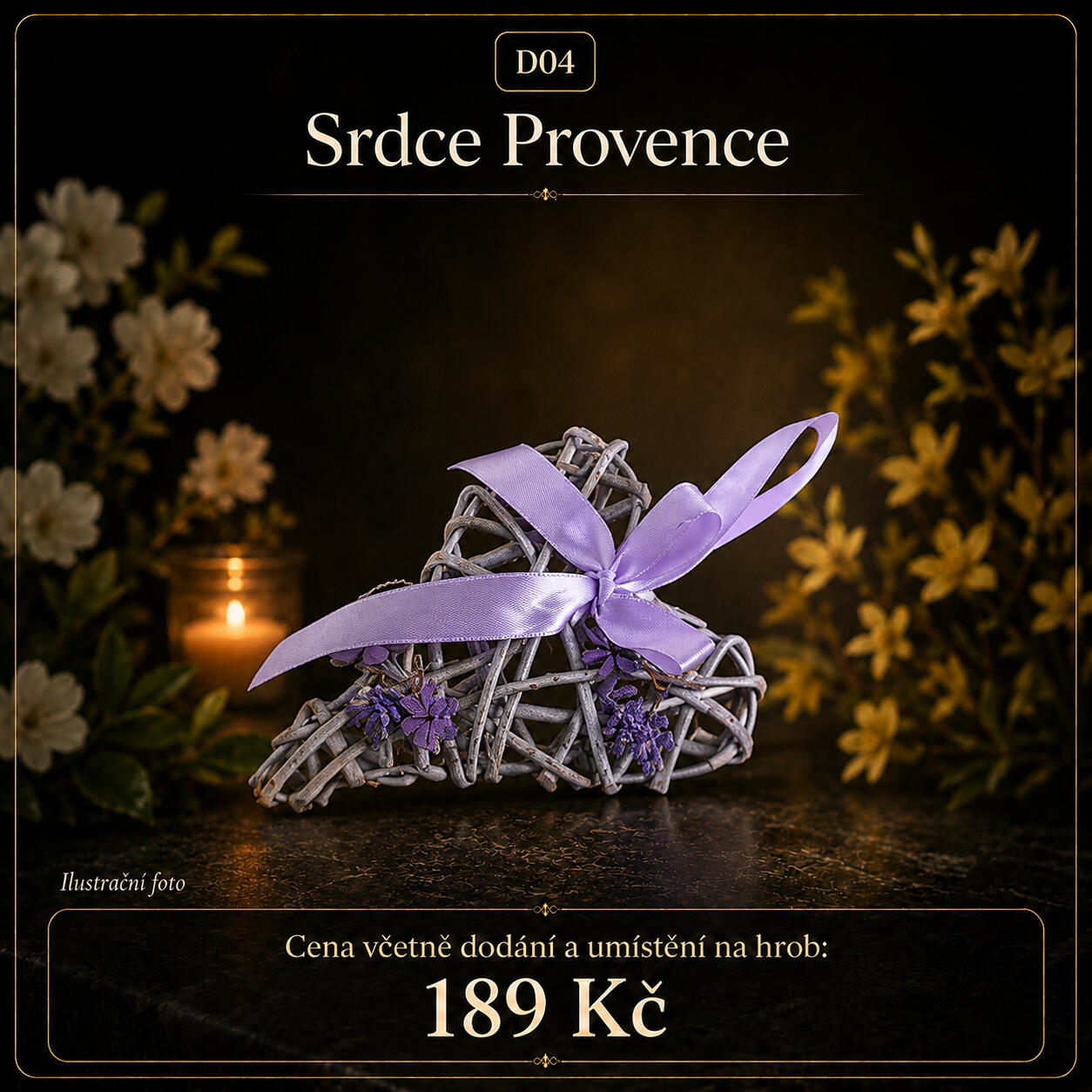Hřbitovní dekorace Srdce proutěné Provence