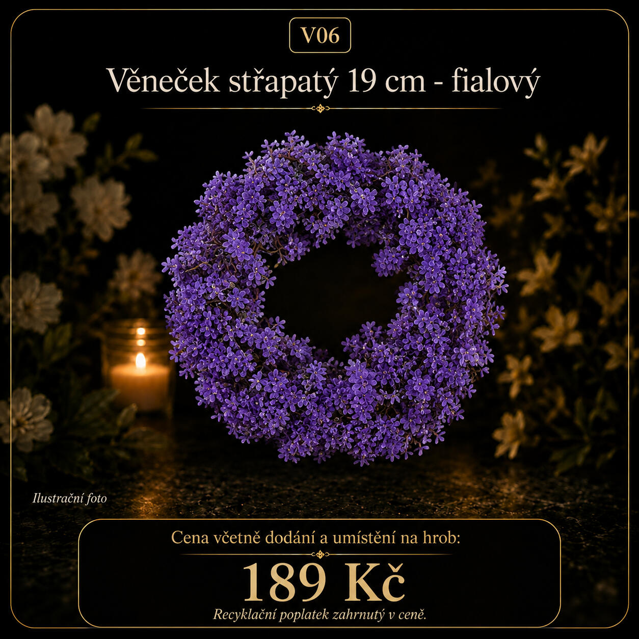 věneček střapatý 19 cm - fialový věneček střapatý 19 cm - fialový